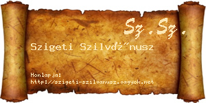 Szigeti Szilvánusz névjegykártya